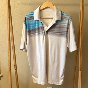 Ben Hogan Performance Men's Golf Men's White and Blue Striped Golf Polo Shirt XL